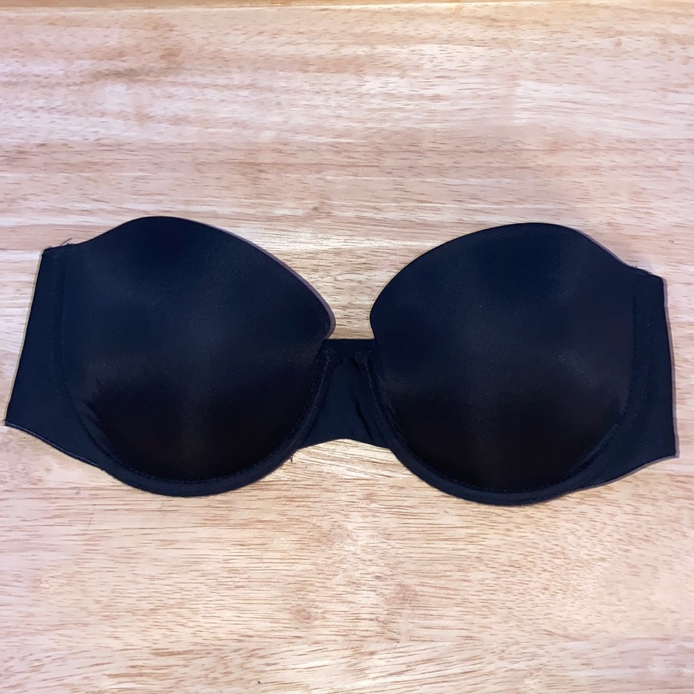 Victoria Secret Lined Strapless Bra 32D Black